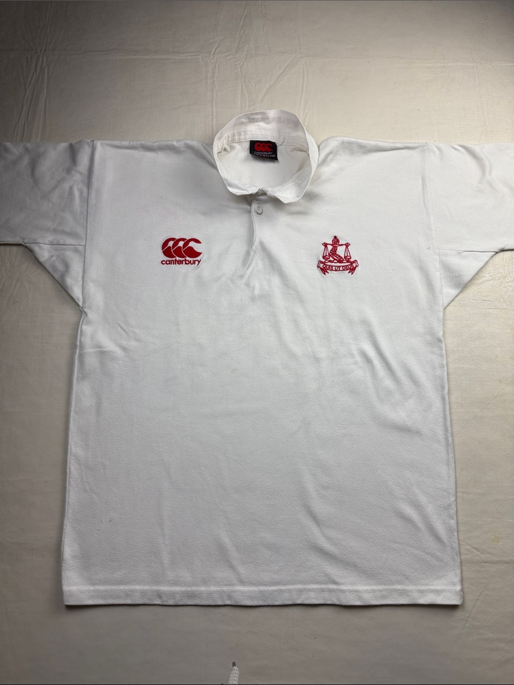 Canterbury Men's White Rugby Polo Red Logos